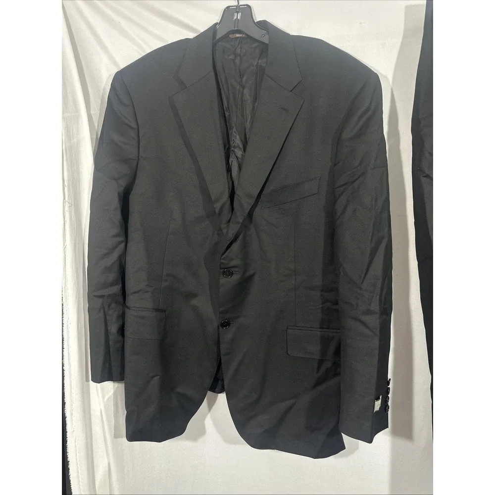 NEW $2295 Canali [ 56C 38 ]‎ 2 Piece Solid Wool Suit Set in Black #J2174